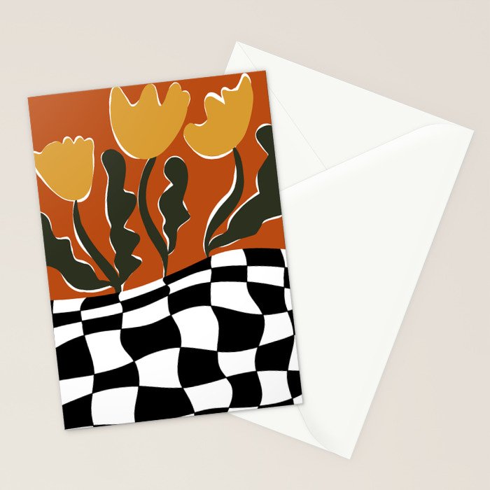 Vintage Poppy plaid Stationery Card Gallery Image 2