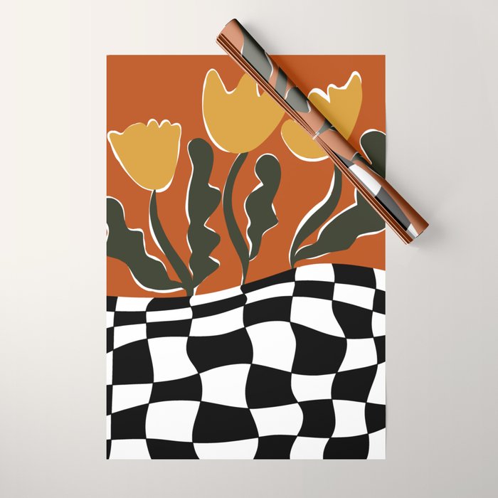 Vintage Poppy plaid Wrapping Paper Gallery Image 1