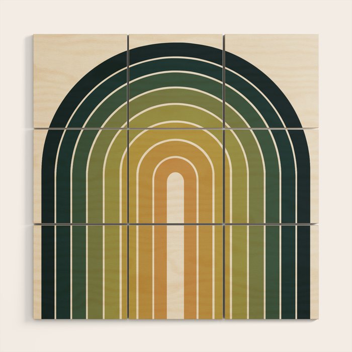 Gradient Arch XXVI Green Tones Mid Century Modern Rainbow Wood Wall Art Gallery Image 1