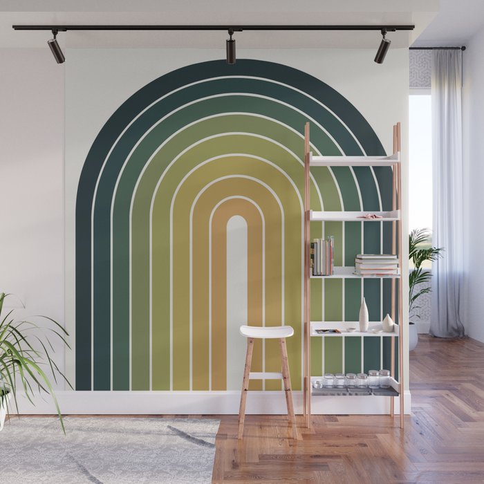 Gradient Arch XXVI Green Tones Mid Century Modern Rainbow Wall Mural Gallery Image 1