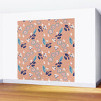 Romantic Abstract Flowers Blue and Muted Pink Wall Mural Gallery Image 2