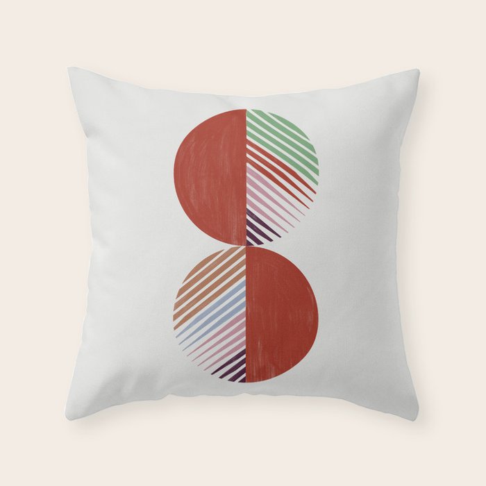 Hand-Drawn Geometric Circles with Stripes Throw Pillow Gallery Image 6