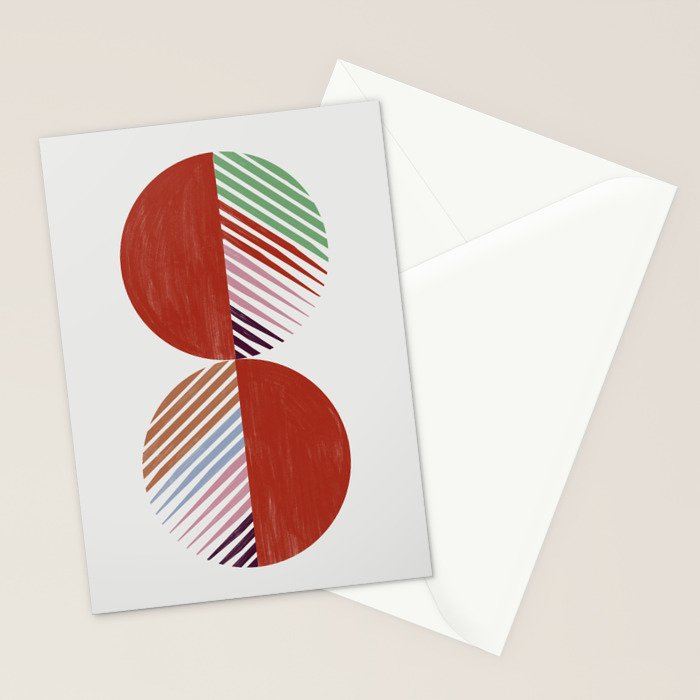 Hand-Drawn Geometric Circles with Stripes Stationery Card Gallery Image 2