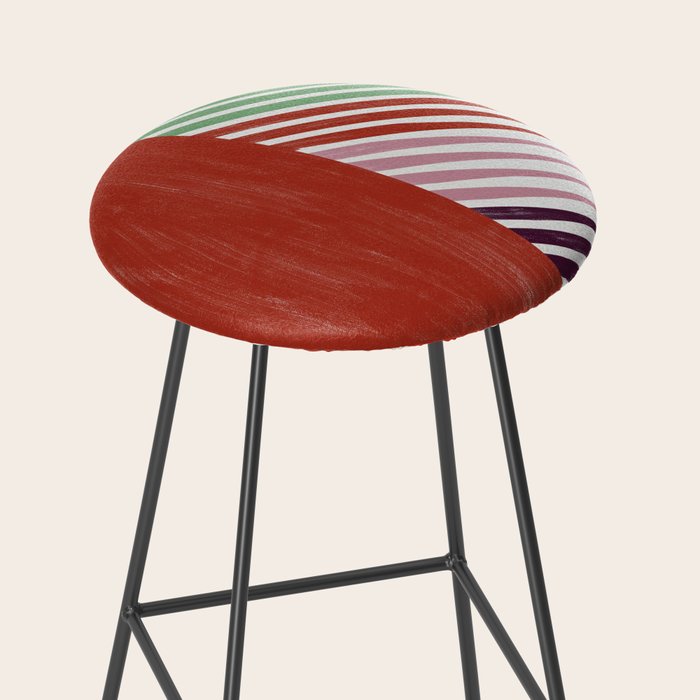 Hand-Drawn Geometric Circles with Stripes Stool Gallery Image 2