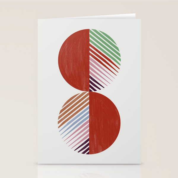 Hand-Drawn Geometric Circles with Stripes Stationery Card Gallery Image 1