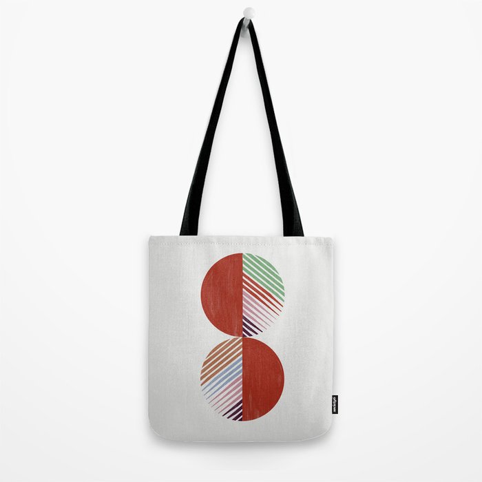 Hand-Drawn Geometric Circles with Stripes Tote Bag Gallery Image 2