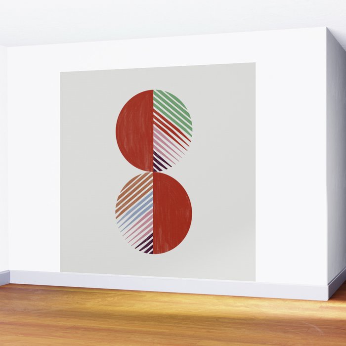Hand-Drawn Geometric Circles with Stripes Wall Mural Gallery Image 2