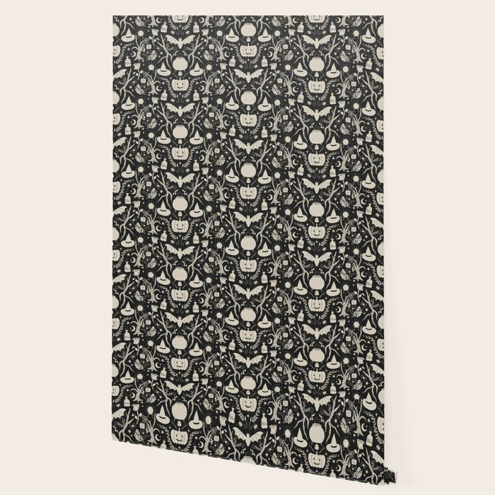 Spooky Things Two Tone - Black Beige Wallpaper Gallery Image 2