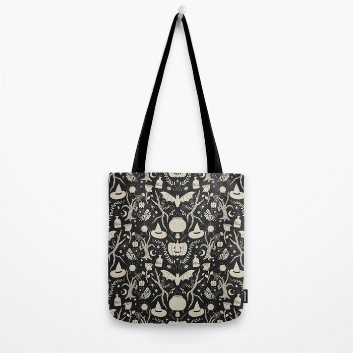 Spooky Things Two Tone - Black Beige Tote Bag Gallery Image 2