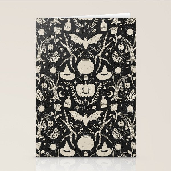 Spooky Things Two Tone - Black Beige Stationery Card Gallery Image 2