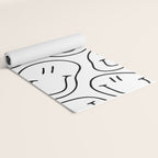Black and white happy smiling face cartoon pattern Yoga Mat Gallery Image 2