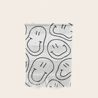 Black and white happy smiling face cartoon pattern Wall Hanging Gallery Image 1
