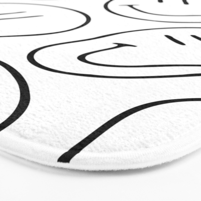 Black and white happy smiling face cartoon pattern Bath Mat Gallery Image 3