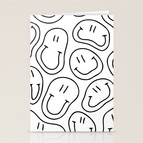 Black and white happy smiling face cartoon pattern Stationery Card Gallery Image 2