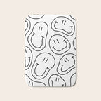 Black and white happy smiling face cartoon pattern Bath Mat Gallery Image 1