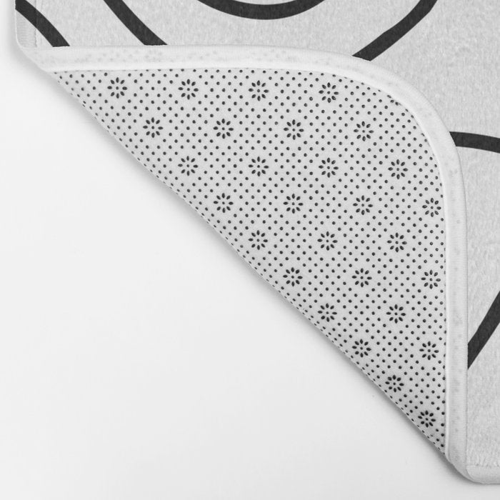 Black and white happy smiling face cartoon pattern Bath Mat Gallery Image 2