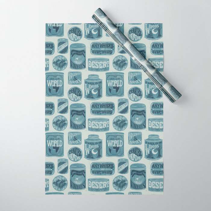 Vagabondâs Cupboard - dusty blue Wrapping Paper Gallery Image 1