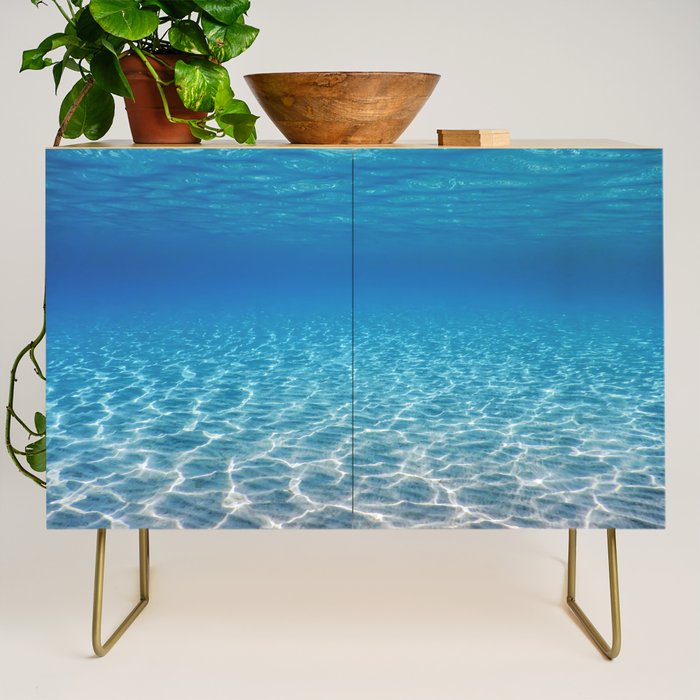 Underwater Blue Ocean, Sandy sea bottom Underwater background Credenza Gallery Image 1