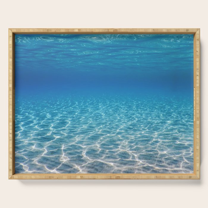 Underwater Blue Ocean, Sandy sea bottom Underwater background Serving Tray Gallery Image 1