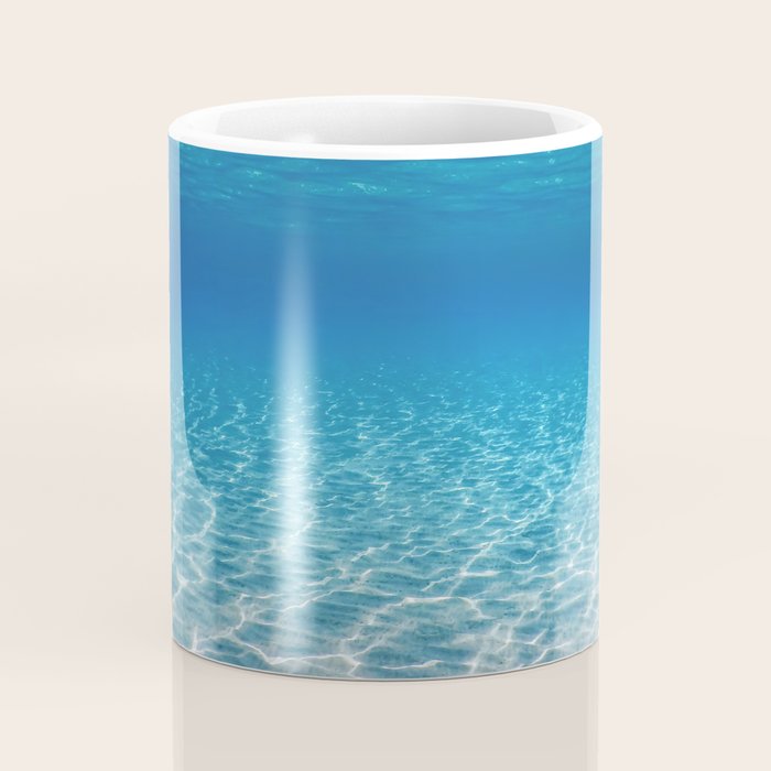 Underwater Blue Ocean, Sandy sea bottom Underwater background Coffee Mug Gallery Image 4