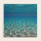 Underwater Blue Ocean, Sandy sea bottom Underwater background Wood Wall Art Gallery Image 1