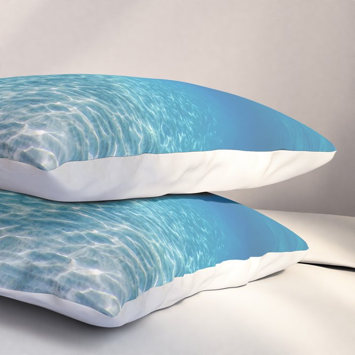 Underwater Blue Ocean, Sandy sea bottom Underwater background Pillow Sham Gallery Image 3