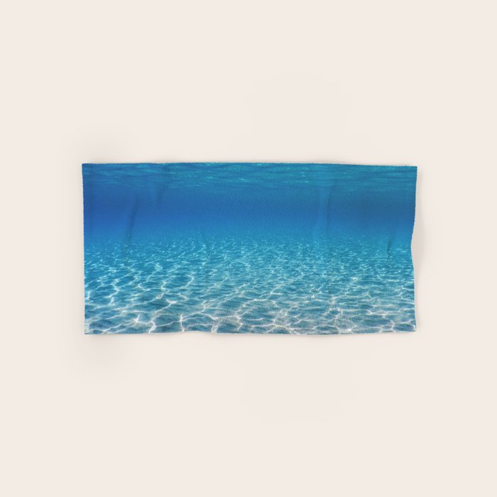 Underwater Blue Ocean, Sandy sea bottom Underwater background Bath Towel Gallery Image 1