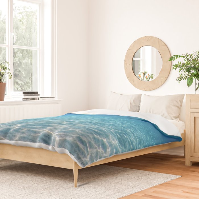 Underwater Blue Ocean, Sandy sea bottom Underwater background Duvet Cover Gallery Image 2
