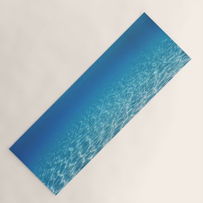 Underwater Blue Ocean, Sandy sea bottom Underwater background Yoga Mat