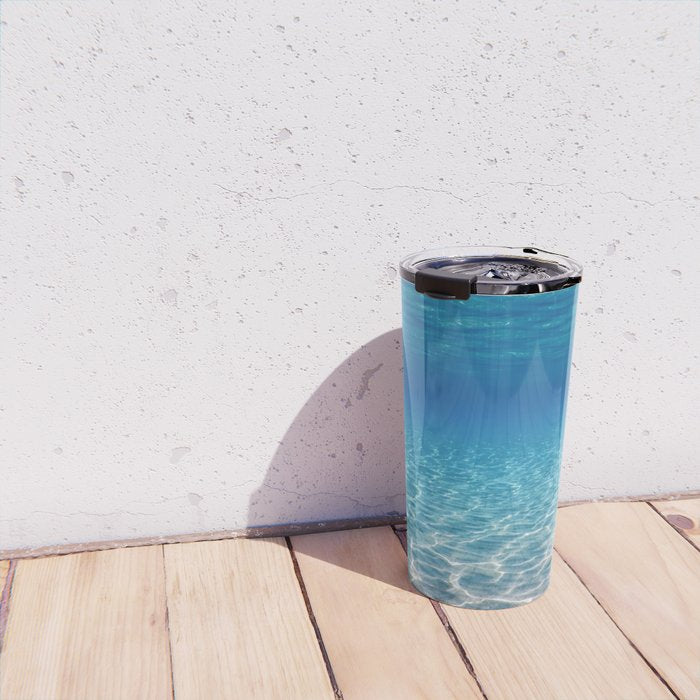 Underwater Blue Ocean, Sandy sea bottom Underwater background Travel Mug Gallery Image 4
