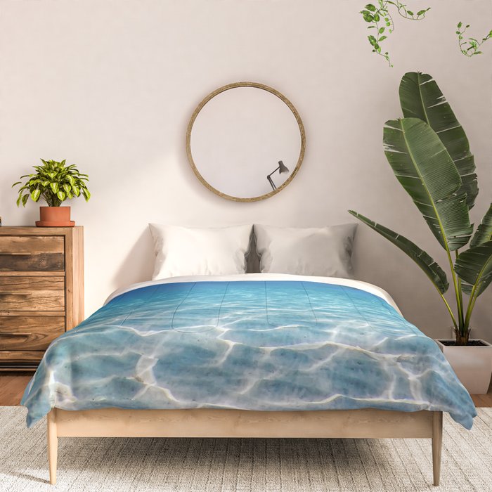 Underwater Blue Ocean, Sandy sea bottom Underwater background Comforter Gallery Image 3