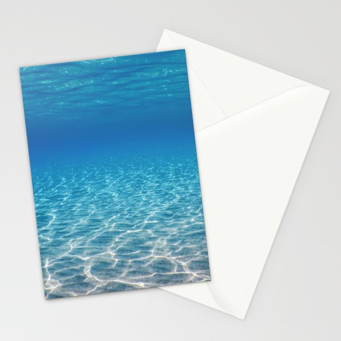 Underwater Blue Ocean, Sandy sea bottom Underwater background Stationery Card Gallery Image 2
