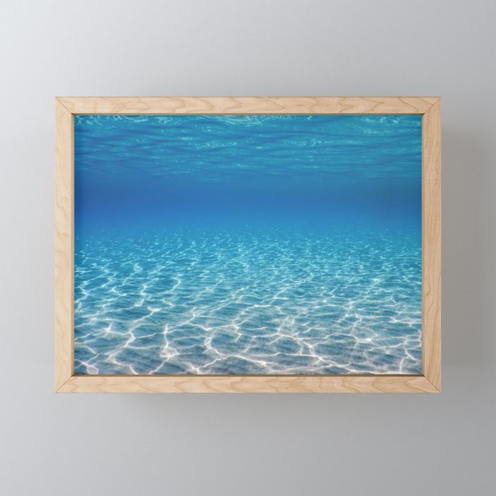 Underwater Blue Ocean, Sandy sea bottom Underwater background Mini Art Print Gallery Image 1