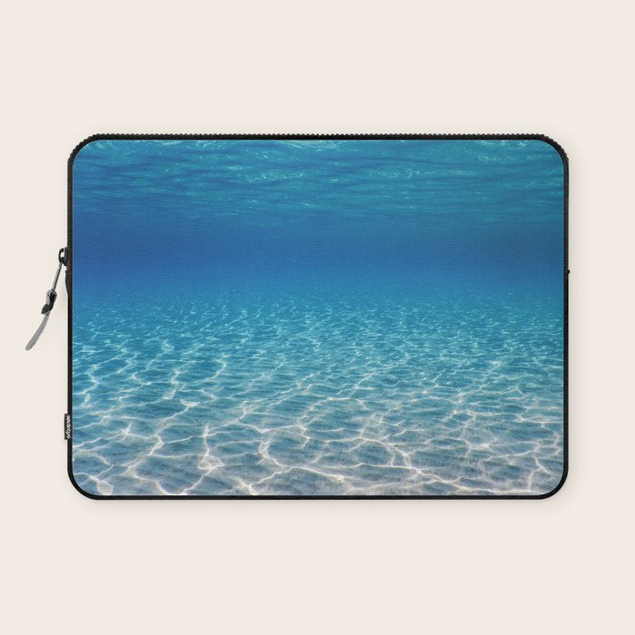 Underwater Blue Ocean, Sandy sea bottom Underwater background Laptop Sleeve Gallery Image 1