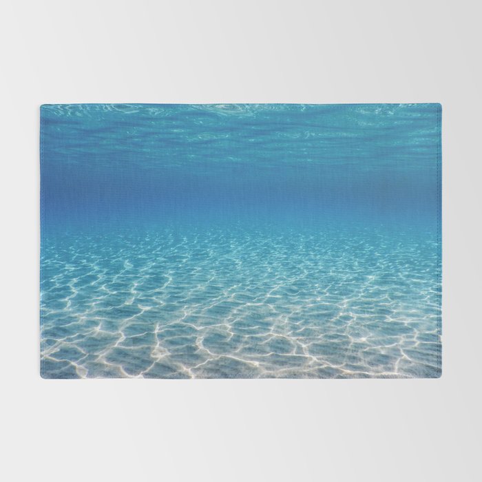 Underwater Blue Ocean, Sandy sea bottom Underwater background Rug Gallery Image 2