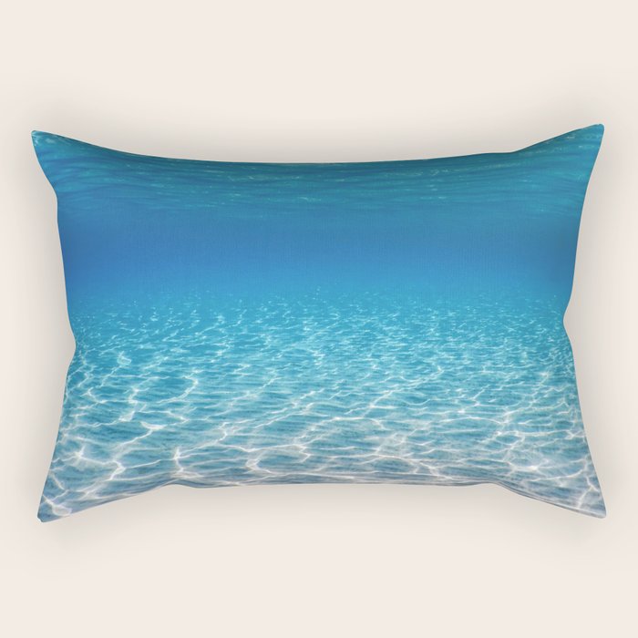 Underwater Blue Ocean, Sandy sea bottom Underwater background Rectangular Pillow Gallery Image 2