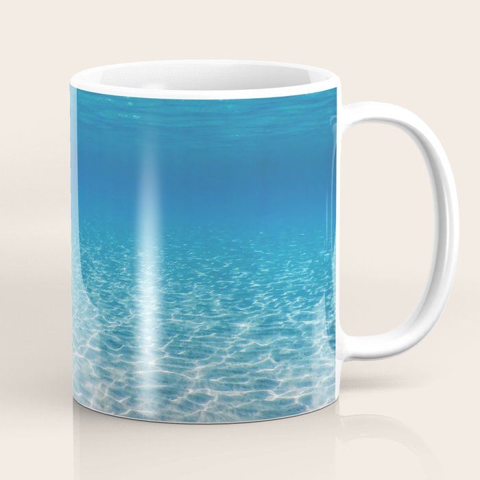Underwater Blue Ocean, Sandy sea bottom Underwater background Coffee Mug Gallery Image 1