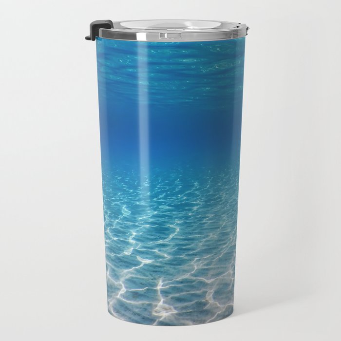 Underwater Blue Ocean, Sandy sea bottom Underwater background Travel Mug Gallery Image 3