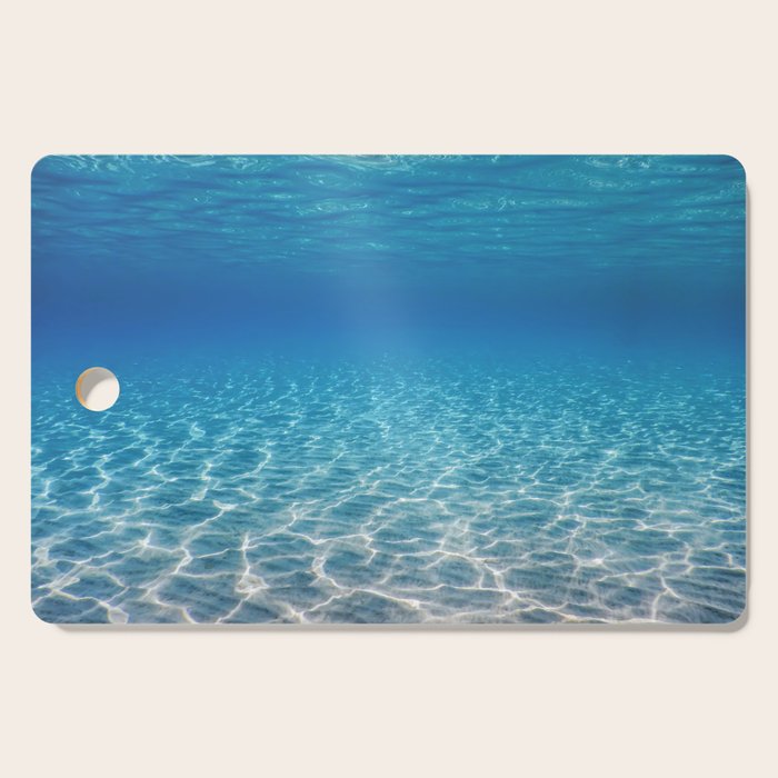 Underwater Blue Ocean, Sandy sea bottom Underwater background Cutting Board Gallery Image 1