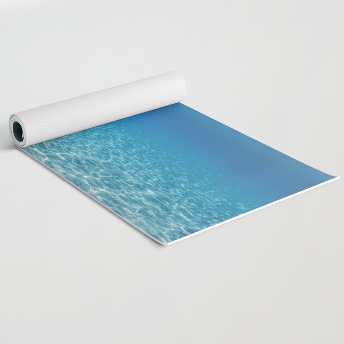 Underwater Blue Ocean, Sandy sea bottom Underwater background Yoga Mat Gallery Image 2