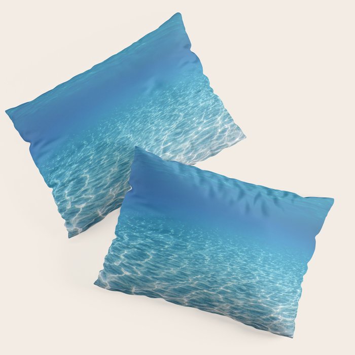 Underwater Blue Ocean, Sandy sea bottom Underwater background Pillow Sham Gallery Image 3