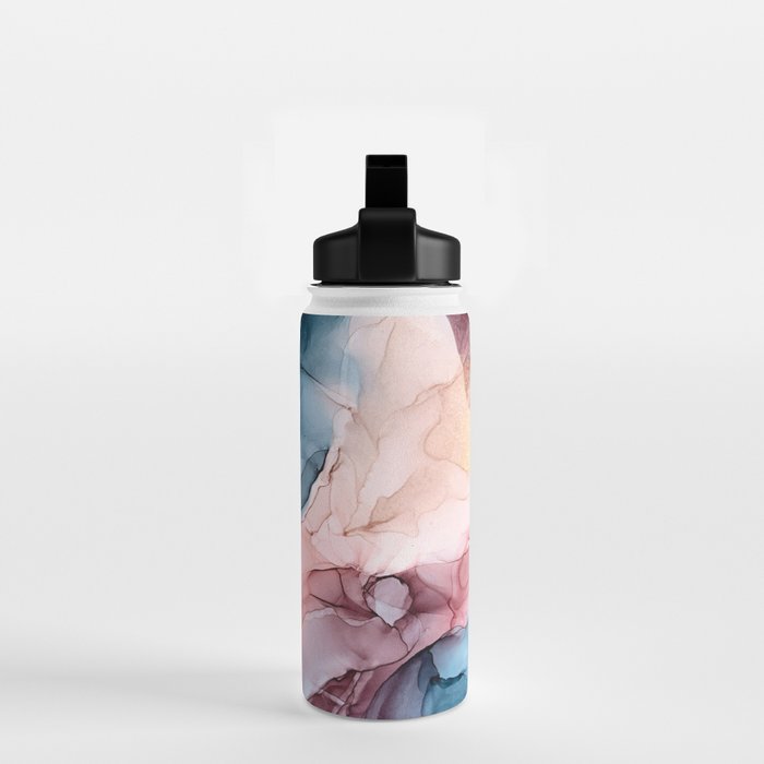 Pastel Plum, Deep Blue, Blush and Gold Abstract Painting Water Bottle Gallery Image 2