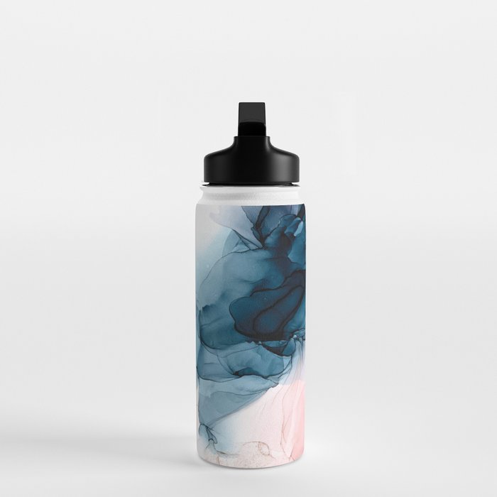 Pastel Plum, Deep Blue, Blush and Gold Abstract Painting Water Bottle Gallery Image 3