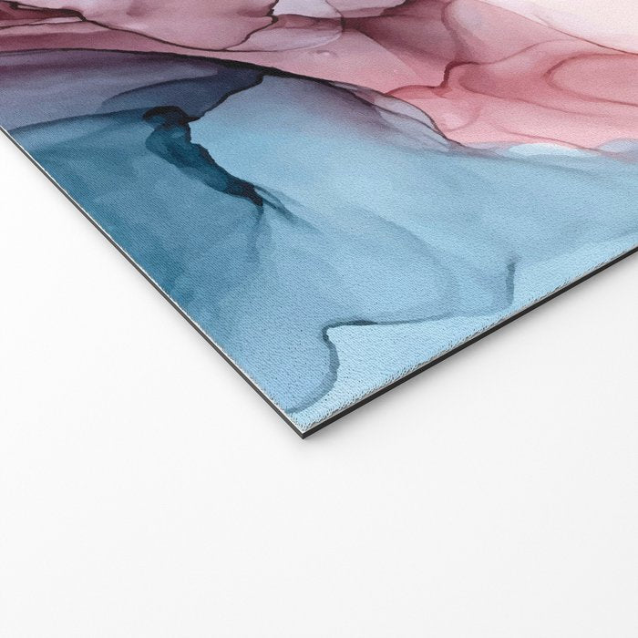 Pastel Plum, Deep Blue, Blush and Gold Abstract Painting Welcome Mat Gallery Image 2