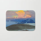 Japan Alps Vintage Beautiful Japanese Woodblock Print Hiroshi Yoshida Landscape Bath Mat Gallery Image 1