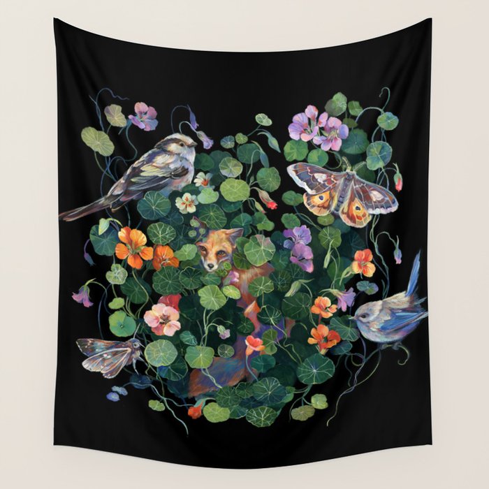 Nasturtium Fox Garden Wall Tapestry Gallery Image 4