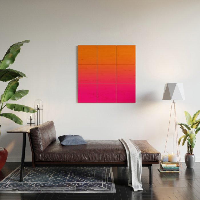 Bright Orange and Pink Gradient Wood Wall Art Gallery Image 2