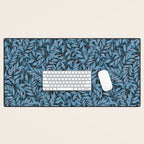 Romantic Botanica - Foliage in Dark Blue Desk Mat Gallery Image 1