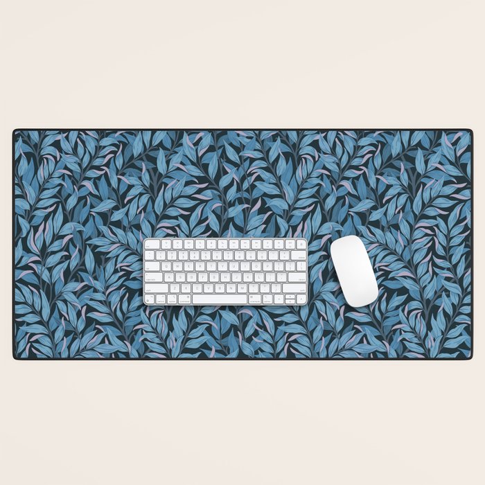 Romantic Botanica - Foliage in Dark Blue Desk Mat Gallery Image 1