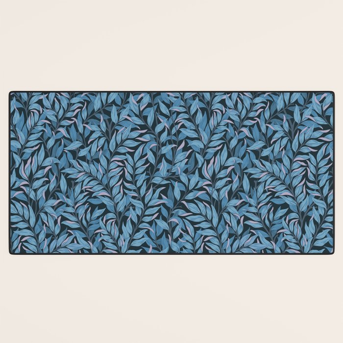 Romantic Botanica - Foliage in Dark Blue Desk Mat Gallery Image 3